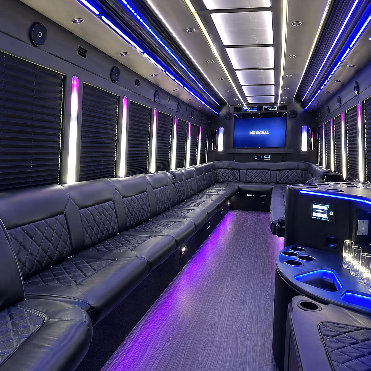 sterling heights 30 passenger party bus inside